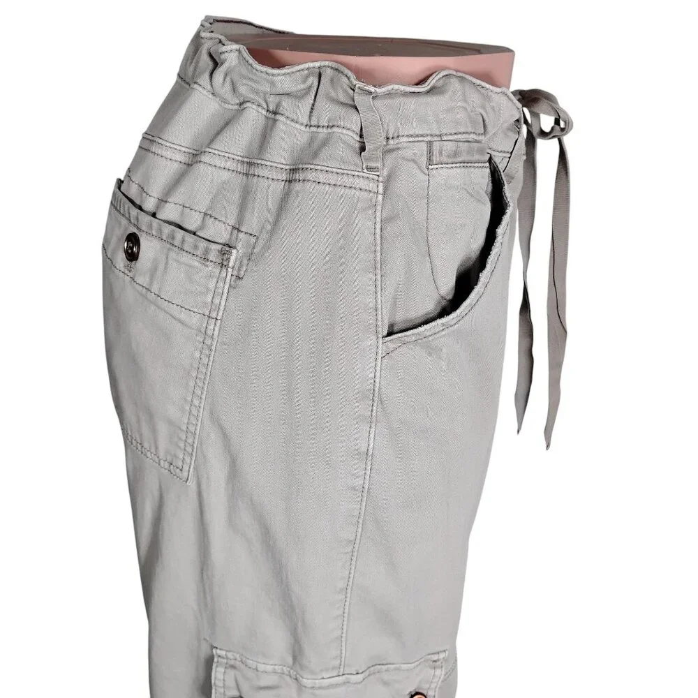 Anthro Pilcro Wide Legs Cargo Pants Size 32 P Waist Hems Drawstring Multi Pocket - Picture 10 of 16